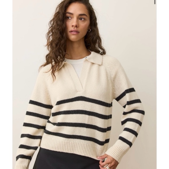 MARINE LAYER Berkeley Sweater Polo in Charcoal Stripe - Picture 3 of 7
